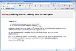 Google warning Page